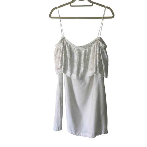L*Space Women Abby Mini Dress Size Large White Off The Shoulder Ruffle Neck New - Picture 12 of 13
